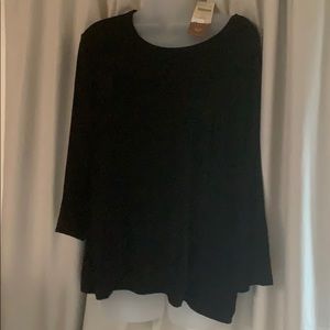 Coldwater Creek NWT 3/4 sleeve black top XL